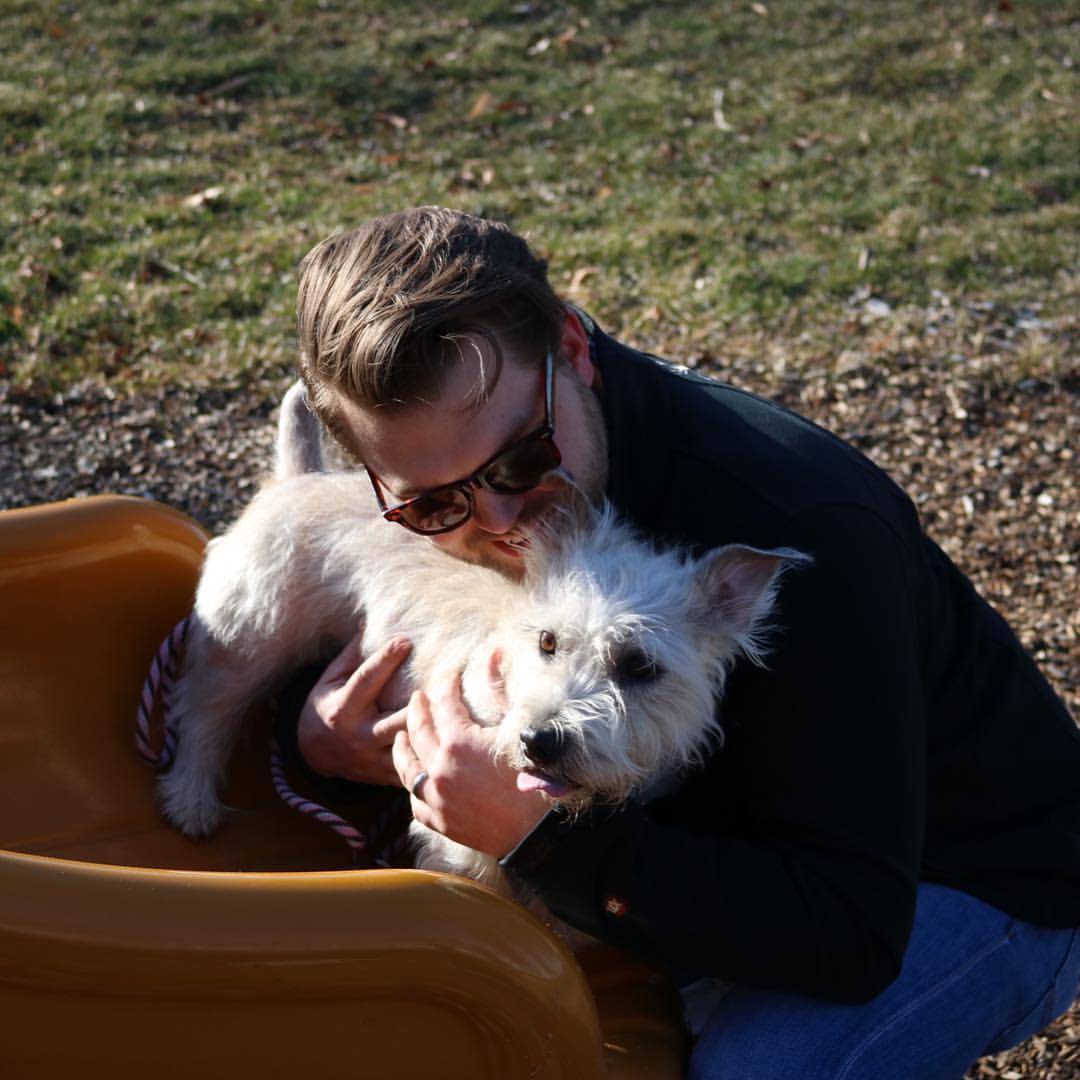 Josh with his dog, Lucie